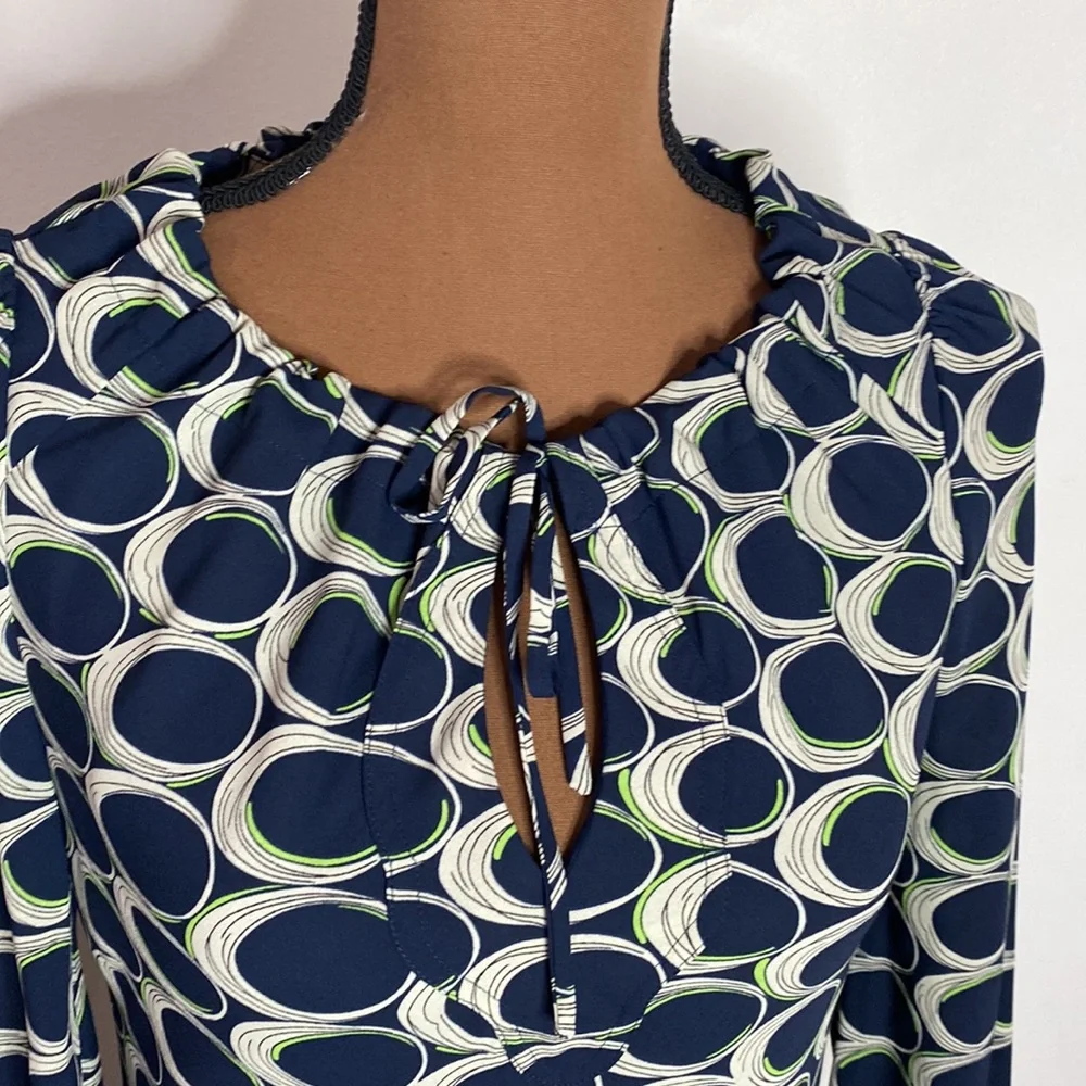 Moulinette Soeurs Anthropologie ellipse print mod style keyhole neck dress sz 0 - Picture 6 of 13